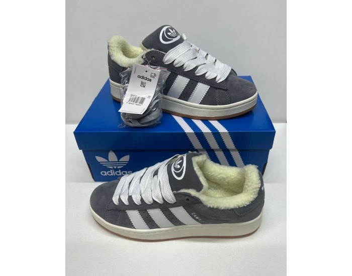 Adidas Campus 00s Deep Grey White с мехом