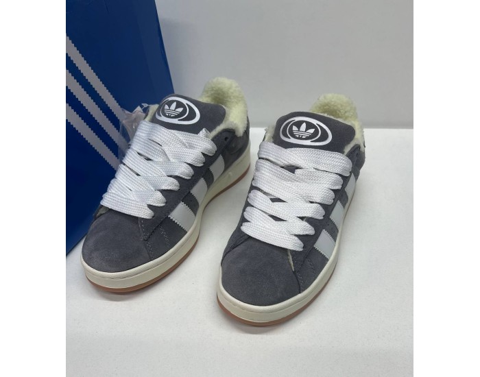 Adidas Campus 00s Deep Grey White с мехом