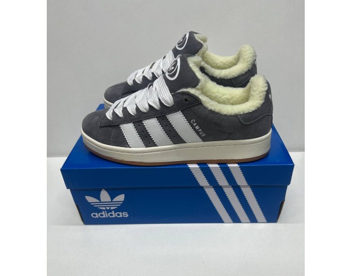Adidas Campus 00s Deep Grey White с мехом