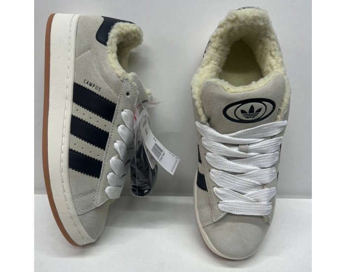 Adidas Campus 00s Crystal White Core Black с мехом