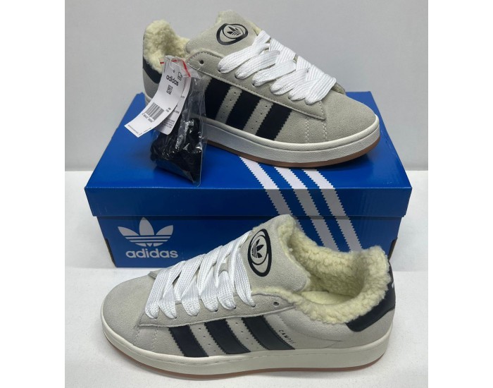 Adidas Campus 00s Crystal White Core Black с мехом