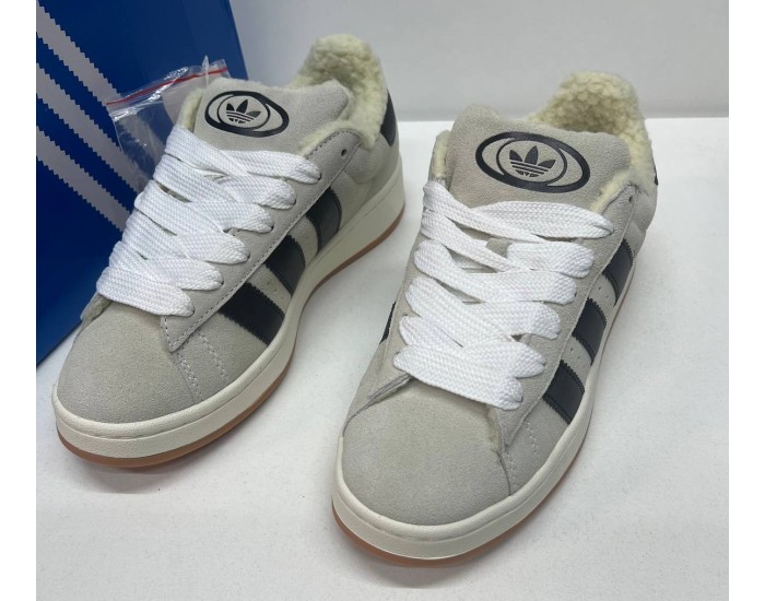 Adidas Campus 00s Crystal White Core Black с мехом