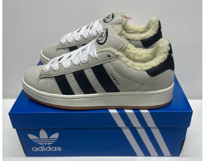 Adidas Campus 00s Crystal White Core Black с мехом