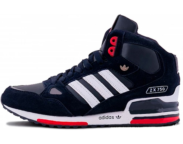 Adidas ZX 750 High Dark Blue с мехом