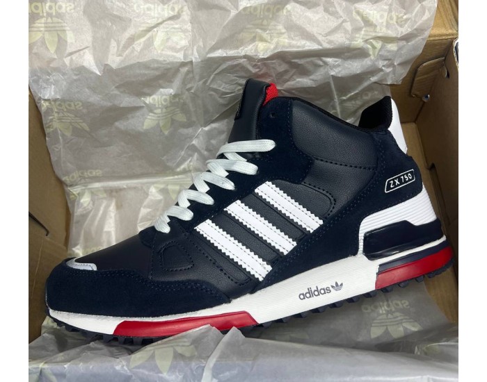 Adidas ZX 750 High Dark Blue с мехом